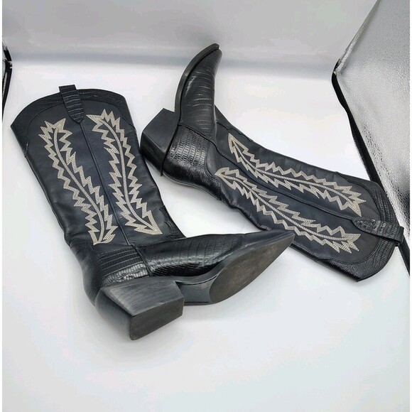 Marc Fisher Roselle Western Cowgirl Boots Point Toe Embroidered Leather 7.5 - Picture 10 of 11